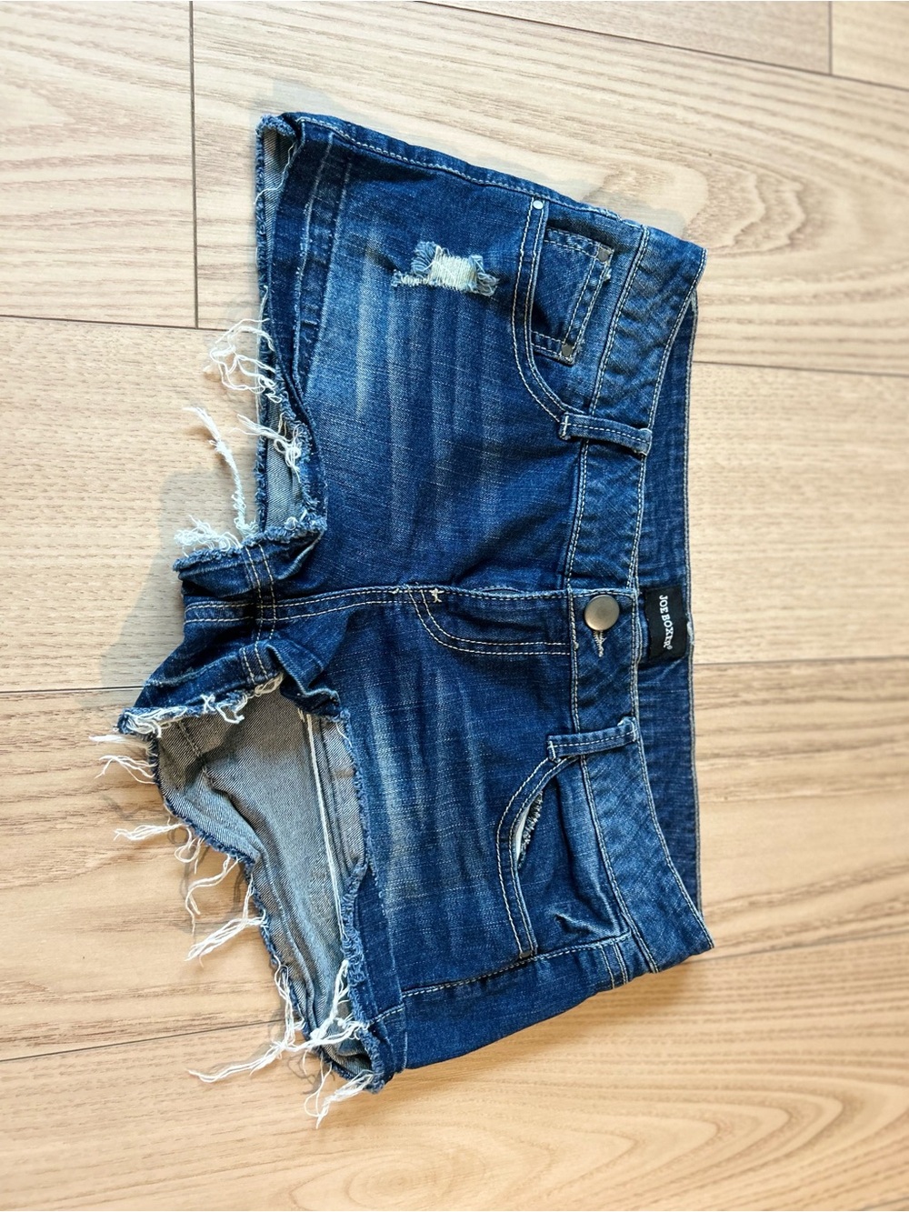 Joe Boxer Dark Blue Frayed Denim Cutoff Shorts